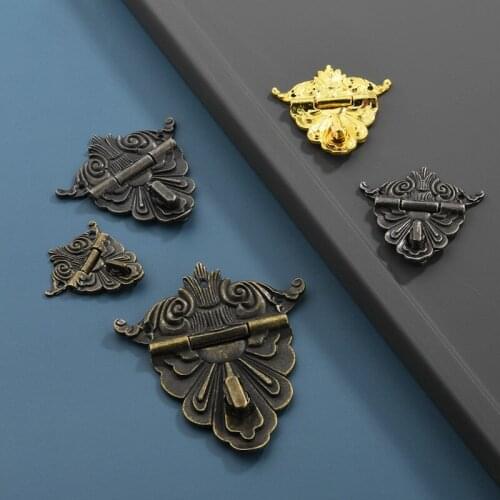 1PC Antique Wooden Case Hasp Zine alloy Rotate Buckle for Jewelry Gift Box Suitcase Furniture Decor latch hook Hardware Fittings