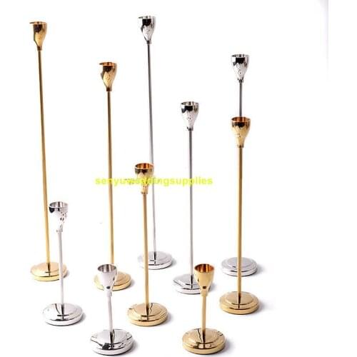 25pcs) gold plating wedding candle holder centerpiece with mental chorme senyu2025