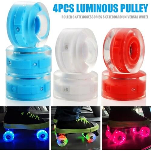 4pcs Luminous Light Up Roller Skate Wheels with Bearings Roller Skates Accessories WHShopping