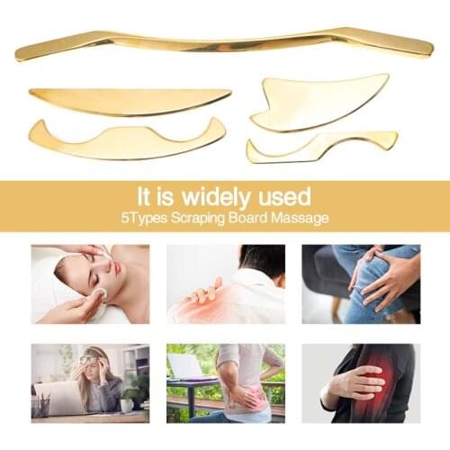 5 Types Therapy Muscle Massage Guasha Board Brass Body Relaxation Deep Tissue Recovery Blood Circulation Health Care