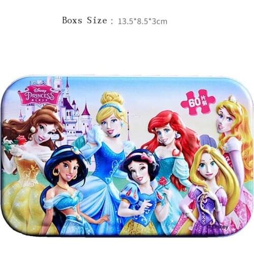 HOT Sale Disney Princess Belle Aurora 60PCS Puzzle Early Education Children Bottom Box Puzzle Toys For Children Party Supplie