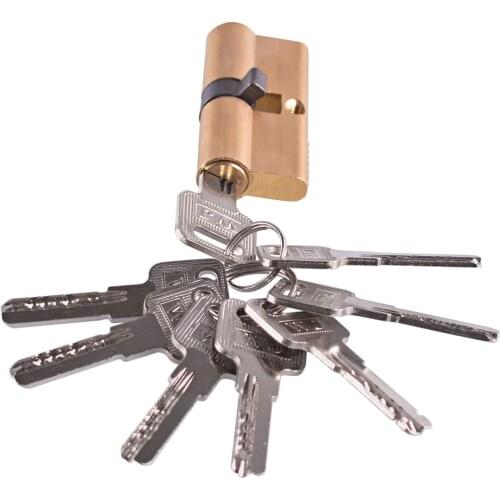 65mm With 8 Keys Thumb Turn Euro Profile Cylinder Barrel Lock Brass Satin Nickel Finish