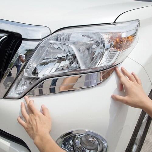 ABS Chrome For Toyota Land Cruiser Prado FJ150 2014 2015 2016 2017 Accessories Front Headlight lamp strip Cover Trims 2PCS