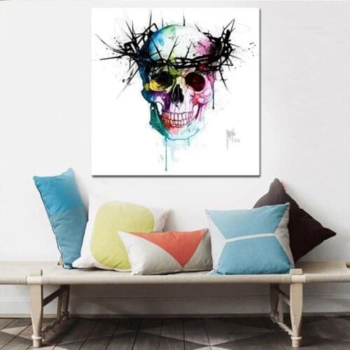 Abstract Canvas Painting Colorful Skull Abstract Butterfly Posters and Prints Modern Decorative Pictures Wall Art Cuadros