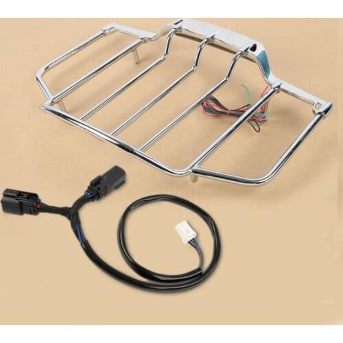 Motorcycle Chrome Tour Pack Top Luggage Rack with LED Light For Harley Touring Road King Electra Glide 2014-2020