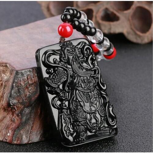 Free shipping Obsidian square, the duke guan domineering sweater chain Guan gong necklace pendant drop shipping