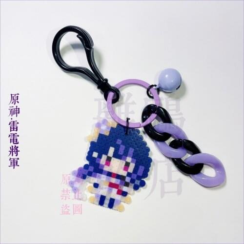 Anime Genshin Impact Raiden Shogun Baal Pixel Style Keychain Collection Cartoon Small Pendant School Bag Itabag Keyring Gifts