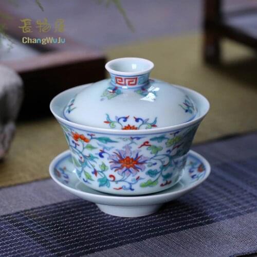 Changwuju in Jingdezhen Cups & Saucers Eco-Friendly the hand painted blue and white clashing color Kung-Fu chinese tea cup cover