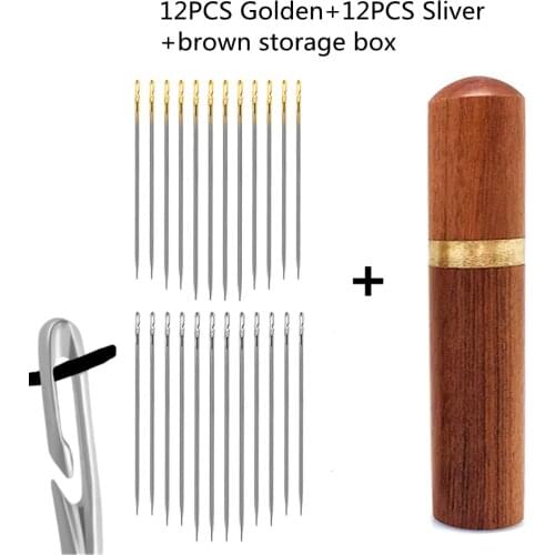 Hand Sewing Needles Wood Needle Case Durable Practical Storage Boxs Leather Knitting Needle CaseDIY Household Sewing Access