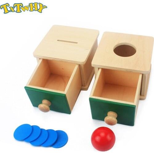 Infant & Todders Montessori Kids Toy Baby Wooden Coin Box Piggy Bank Learning Educational Preschool Training Brinquedos Juguets