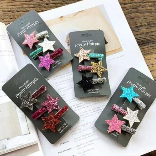 Childrens sweet five-pointed star hairpin color shiny hairpin set baby cute star hairpin female baby shiny princess hairpin