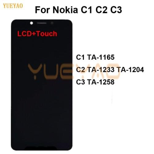 For Nokia C1 TA-1165 LCD Display Touch Panel Digitizer Assembly For Nokia C2 A-1233 TA-1204 LCD For Nokia C3 TA-1258 LCD Screen