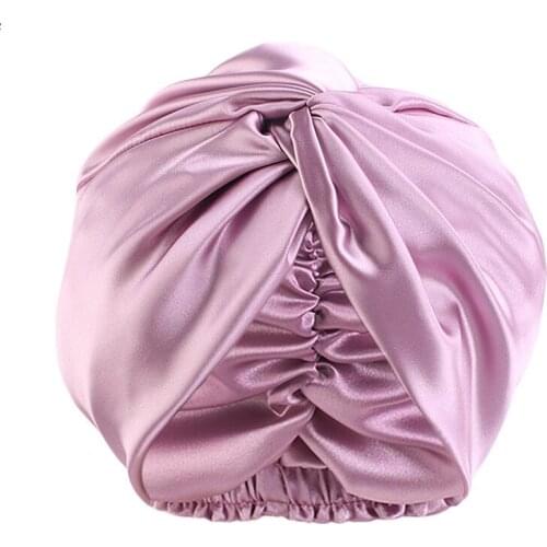 Double Layer Silk Turban Bonnet For Women Muslim Inner Hijab Cross Twist Headwrap Cap Lady Night Sleep Hat Hair Care Chemo Caps