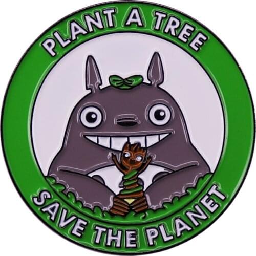 Plant a Tree - My Neighbor Totoro Enamel Pin Save Earth Environmental Awareness Badge