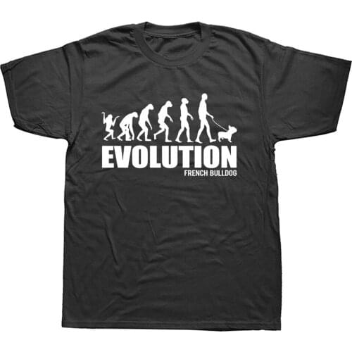 Evolution French Bulldog Dog T Shirt Funny Men Summer Cotton Harajuku Short Sleeve O Neck Streetwear Black Dog Father T-shirt