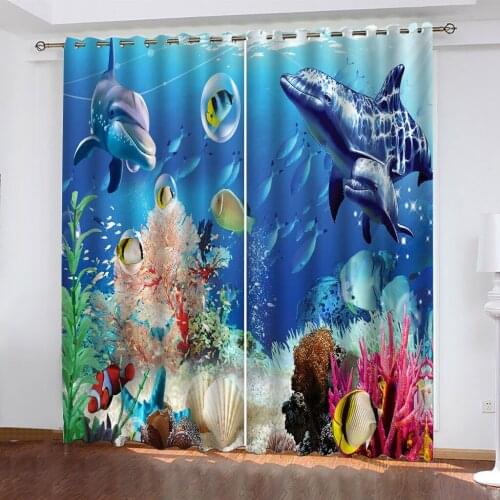 HD Underwater Animals Natural Landscape 3D Curtain Blackout Set Bathroom Living Room Bedroom Children Home Decor