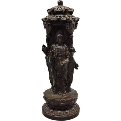 Chinese Old Bronze Statue Of Pure Copper Copper Three Faced Buddha
