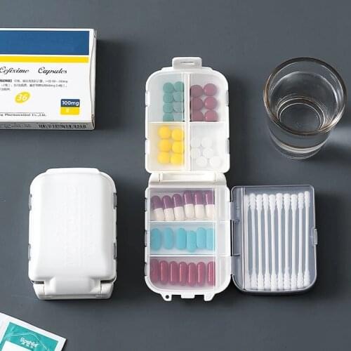 Pill Box Wheat Sealed 10 Grids Pill Container Organizer Health Care Drug Travel Divider 7 Day Pill Storage Bag Travel Pill Case