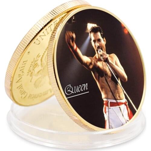 Queen Gold Coin Freddie Mercury Commemorative Challenge Coins Collectibles Eagle Back for Christmas Gift