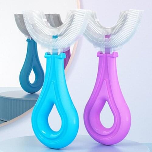Creative Infant Toothbrush U-type Head 360 Degrees Cleaning Silicone Kids Mouth-Cleaning Manual Toothbrush for Gum Care