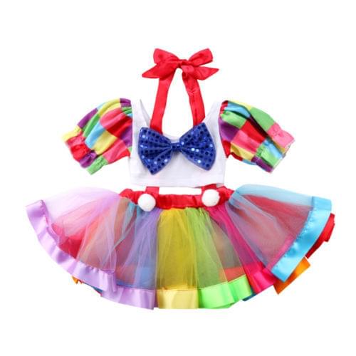 2019 Baby Girl summer clothing set Toddler Kids Circus Party Dress Crop Tops Suspender Dress Outfits Girl Halloween Clothes
