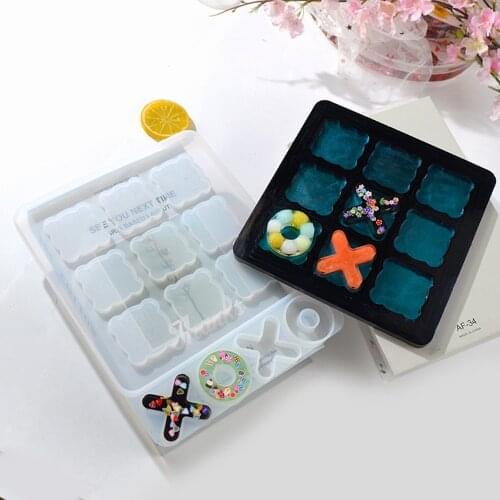 Small Size Tic Tac Toe OX Chessboard Silicone Casting Resin Molds For DIY Resin Chessboard Epoxy Jewelry Findings Tools Moulds
