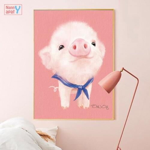 Cute Animals Canvas Painting Alpaca Pig Rabbit Cartoon Wall Art Posters And Prints Wall Pictures For Kids Room Home Decoration