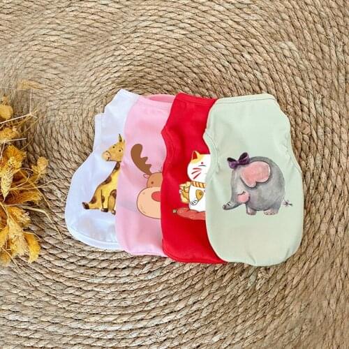 Cute Summer Print Pet T-shirt Puppy Teddy Bichon Summer Dress Pomeranian Puppy Pet Cat Thin Vest Puppy Cat Pet Costume