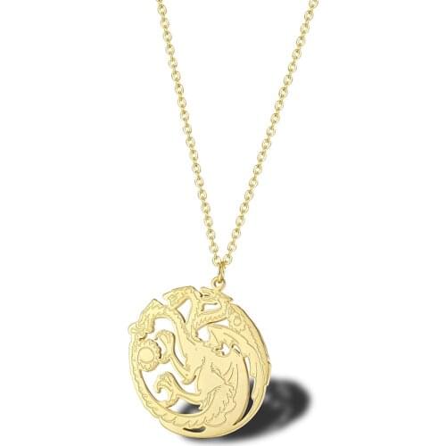 RIR Minimalist Golden Dragon Charm Necklace Exquisite Dragon Mythology Zodiac Lady Jewelry Stainless Steel Necklace