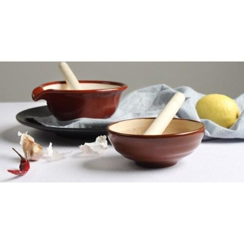 Food Tray Rice Bowl Grinding Bowl Fruteira Ceramic Multifunction Tableware With Grinding Bar Supplementary Container Baking Ware