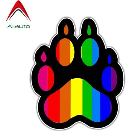 Aliauto Fashion Car Sticker Gay Pride Rainbow Paw Decoration PVC Decal Cover Scratches for Lada Kia Mazda Peugeot,13cm*11cm