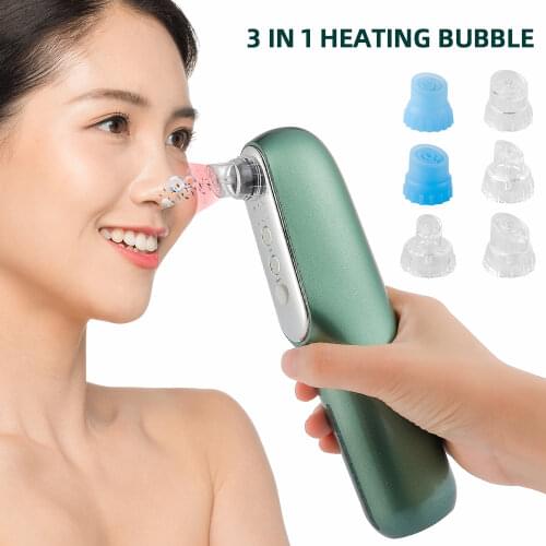 Heating Nano Microbubble Blackhead Remover Soft Silicone Tips Vacuum Suction Facial Cleansing Acne Pore Pimple Removal Skin Care