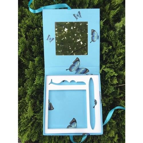 NEW 2 pairs mink eyelashes box blank butterfly eyelashes package flash packing box full strip lashes book