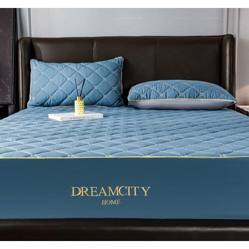 2021 New Embroidered Quilted Antibacterial Bed Sheet Type Bed Cover Thick Mattress Anti-slip Bed Cover Cute Queen Sheets