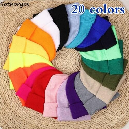 Beanies Women Knitted Candy Colors Korean Style Harajuku Fashion Ins Autumn Winter All-match Bonnet Caps Chic Retro Hip Hop New