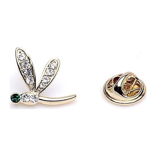 OneckOha Garment Dress Accessories Collar Decoration Dragonfly Collar Pin Rhinestone Crystal Shirt Collar Pin