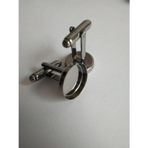 Wholesale Jewelry Accessores Cufflink Blanks Cameo Settings Gunmetal Black Cufflinks Trays for 18mm round Cabochons CFS014