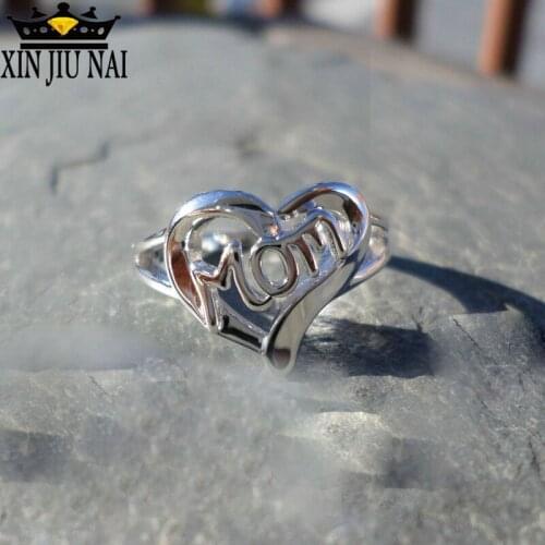 Personalized Classic simple silver Heart Shaped Letter Mom Ring for Mother Days' Gift Jewelry Size 6-10
