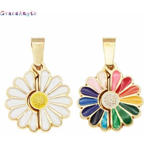 4PCS MIX Enamel Daisy Charms For Jewelry Findings Sepatate Flower 1pc Chain Necklace Earrings Pendants Bangle Bracelet Jewelry
