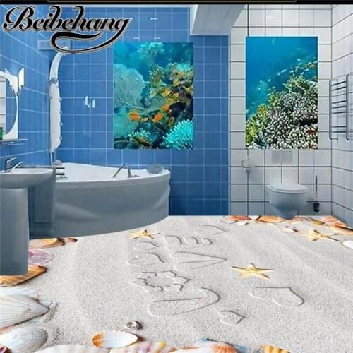 Beibehang Customized Floor Stickers 3D Stereo Beach Shell Flooring Painting Room Bedroom Floor Self-adhesive Floor Painting