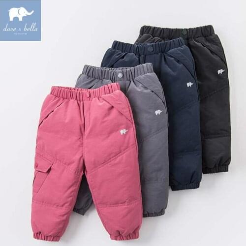 DB6434 dave bella winter unisex down pants girls boys full length kids fashion solid pants children trousers