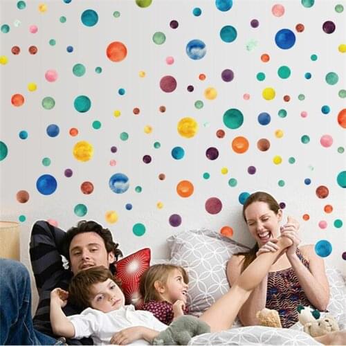 DIY Art Stickers Color Starry Stars Wall Stickers Bedroom Childrens Room Home Decoration PVC Round Wall Stickers