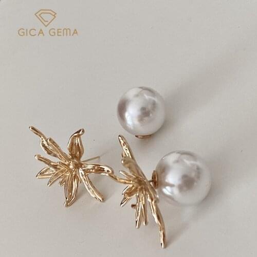 GICA GEMA 925 Sterling Silver Back Hanging Pearl Flower Earrings for Women Fine Jewelry Wholesale