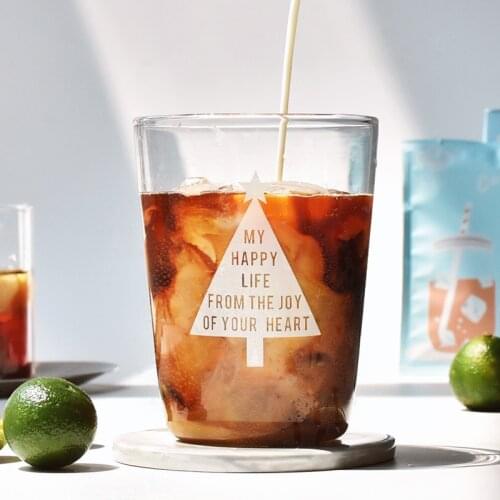 400ml Glass Cup Beer Coffee Letter Print Cups Heat Resistant Healthy Drink Mug Tea Mugs Transparent Breakfast Drinkware