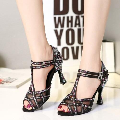 Latin Dance Shoes Women Dance Shoes Women Shoes Dance Sandles Black Salsa Jazz Wedding Dance Shoes Rhinestone IDancing