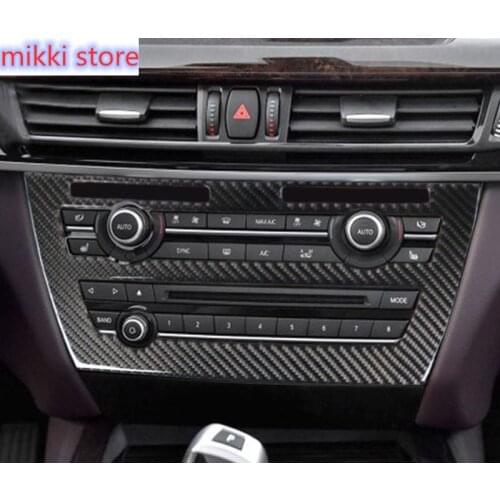 Carbon fiber For BMW X5 X6 E70 E71 F15 F16 Interior Trim Air conditioning CD Control Panel Car Styling Covers decoration Sticker