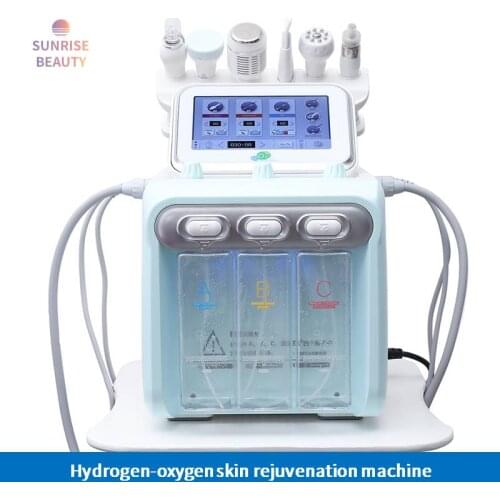 6 in 1 Hydrogen Oxygen Small Bubble Hydro Dermabrasion Peel Machine Biological Enhancement Facial Spa H2-O2