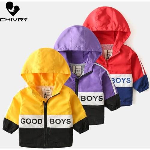 New 2020 Spring Autumn Kids Boys Sports Jackets Letter Print Striped Hooded Zipper Coat Children Windbreaker Waterproof Jacket
