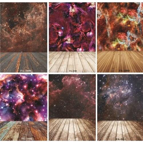 Vinyl Custom Photography Backdrops Prop Space Starry Sky and floor Theme Photography Background FA20419-98