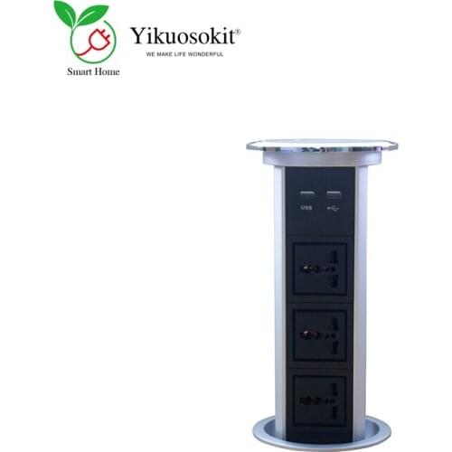 Universal Socket USB Plug Ports Silver Tabletop Hidden Power Sockets Electric Pop Up Desktop Outlets CE Rohs